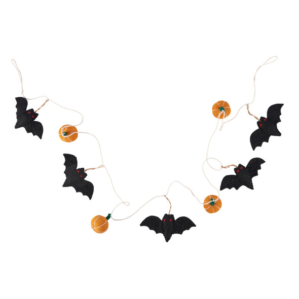 Felt Bats And Pumpkins Decorative Halloween Garland - 72 Inch from Primitives by Kathy