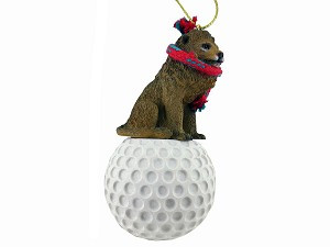 Golf Lion on Golf Ball Christmas Ornament – Hand-Painted Stone Resin