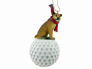 Lioness on Golf Ball Christmas Ornament – Hand-Painted Stone Resin