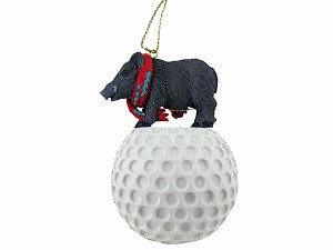 Razorback Hog on Golf Ball Christmas Ornament – Hand-Painted Stone Resin