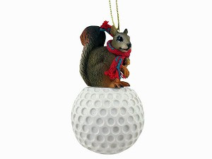 Red on Golf Ball Christmas Ornament – Hand-Painted Stone Resin