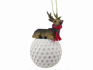 Bull Elk on Golf Ball Hanging Ornament – Hand-Painted Stone Resin