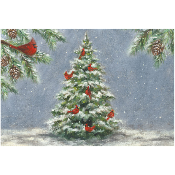 Pack of 24 Single Use Tear Off Paper Placemats - Winter Cardinals & Snowy Pine Trees 17.5 Inch x 12 Inch from Primitives by Kathy