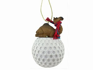 Golf Camel Dromedary on Golf Ball Christmas Ornament – Hand-Painted Stone Resin