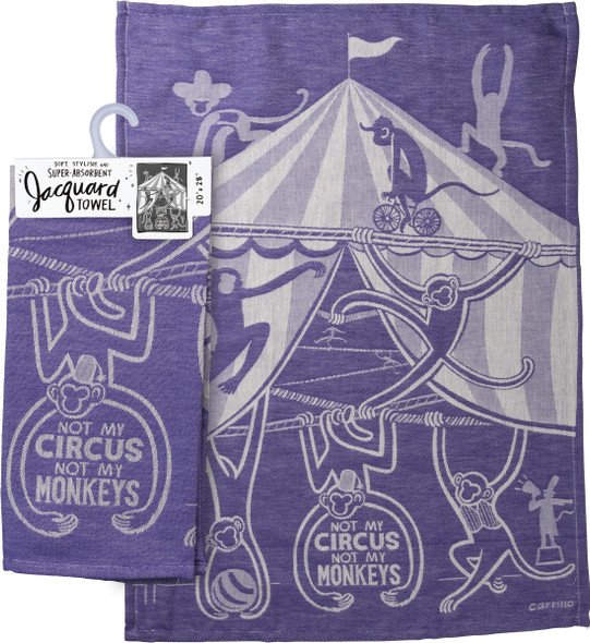 Not My Circus Not My Monkeys Jacquard Woven Cotton Dish Towel 20x28 from Primitives by Kathy