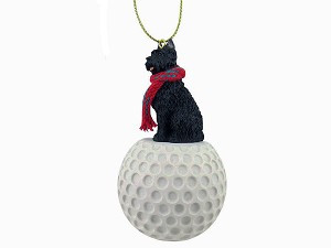 Bouvier des Flandres Dog on Golf Ball Christmas Ornament – Hand-Painted Stone Resin
