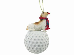 Petit Basset Griffon Vendeen Dog on Golf Ball Christmas Ornament – Hand-Painted Stone Resin