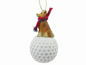 Finnish Spitz Dog on Golf Ball Christmas Ornament – Hand-Painted Stone Resin
