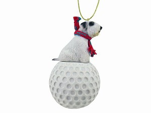 Sealyham Terrier Dog on Golf Ball Christmas Ornament – Hand-Painted Stone Resin