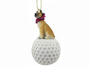 Fawn Great Dane Dog on Golf Ball Christmas Ornament – Hand-Painted Stone Resin