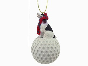 Liver & White Springer Spaniel Dog on Golf Ball Christmas Ornament – Hand-Painted Stone Resin
