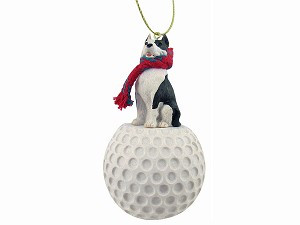 Brindle Pit Bull Terrier Dog on Golf Ball Christmas Ornament – Hand-Painted Stone Resin