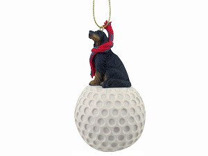 Gordon Setter Dog on Golf Ball Christmas Ornament – Hand-Painted Stone Resin
