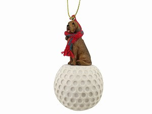 Bloodhound Dog on Golf Ball Christmas Ornament – Hand-Painted Stone Resin
