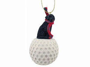 Portuguese Water Dog on Golf Ball Christmas Ornament – Hand-Painted Stone Resin