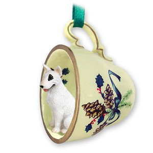 Green Holiday Bull Terrier Dog in Green Holiday Tea Cup Christmas Ornament