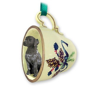German Shorthaired Pointer Dog in Green Holiday Tea Cup Christmas Ornament