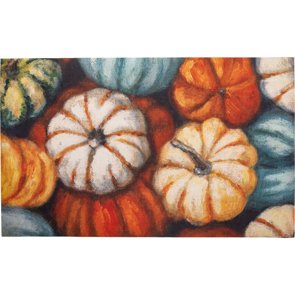 Colorful Fall Pumpkin Collage Polyester Entryway Doormat Rug 34x20 from Primitives by Kathy