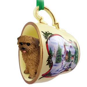 Tea Cup Snowman Holiday Norfolk Terrier Dog in Snowman Tea Cup Christmas Ornament