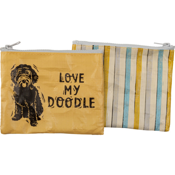 Dog Lover Double Sided Zipper Wallet - Love My Doodle - 5.25 In x 4.25 In from Primitives by Kathy