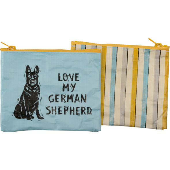 Dog Lover Double Sided Zipper Wallet  - Love My German Shepherd - 5.25 In x 4.25 In from Primitives by Kathy