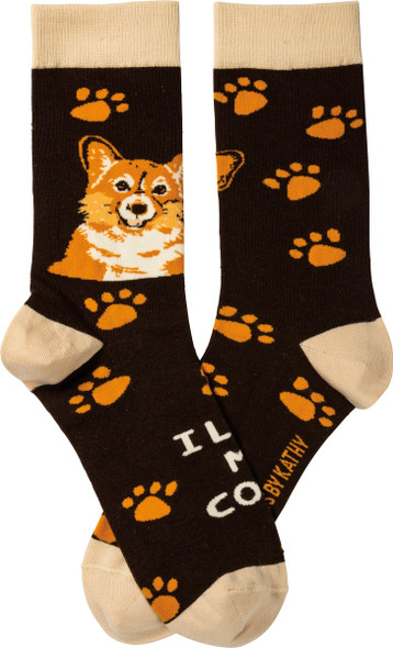 Dog Lover I Love My Corgi Colorfully Printed Cotton Socks from Primitives by Kathy