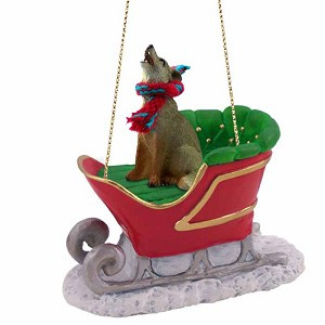 Coyote in Sleigh Christmas Tree Ornament – Conversation Concepts