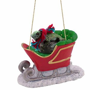 Iguana in Sleigh Christmas Tree Ornament – Conversation Concepts