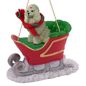 Gray Poodle Dog in Sleigh Christmas Tree Ornament – Conversation Concepts