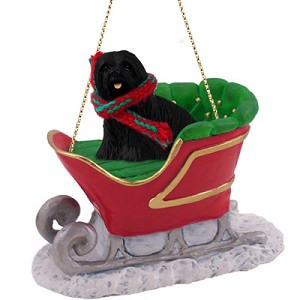 Black Lhasa Apso Dog in Sleigh Christmas Tree Ornament – Conversation Concepts