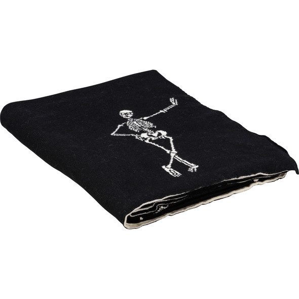 Black & White Cotton Blanket - Skeletons 50 Inch x 60 Inch - Halloween Collection from Primitives by Kathy