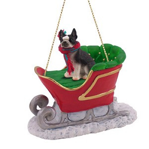 Boston Terrier Dog in Sleigh Christmas Tree Ornament – Conversation Concepts