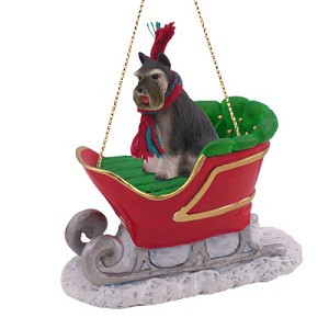 Gray Schnauzer Dog in Sleigh Christmas Tree Ornament – Conversation Concepts