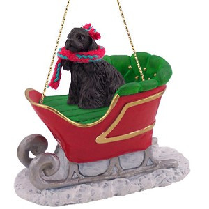 Black Cocker Spaniel Dog in Sleigh Christmas Tree Ornament