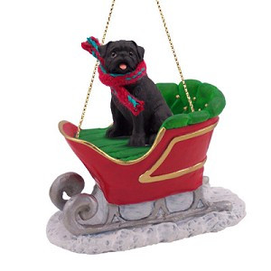 Black Pug Dog in Sleigh Christmas Tree Ornament – Conversation Concepts