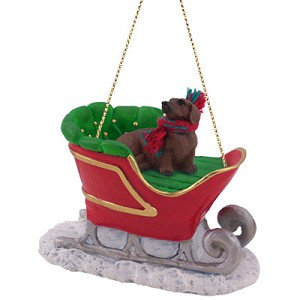 Red Dachshund Dog in Sleigh Christmas Tree Ornament – Conversation Concepts