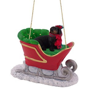 Black Dachshund Dog in Sleigh Christmas Tree Ornament – Conversation Concepts