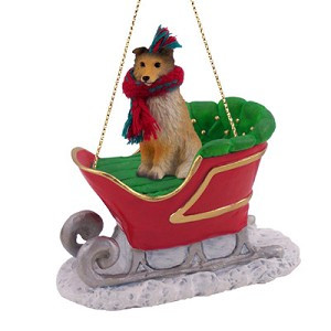 Sable Sheltie Dog in Sleigh Christmas Tree Ornament – Conversation Concepts