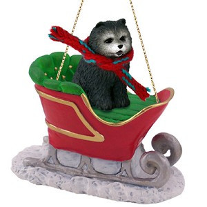 Blue Chow Dog in Sleigh Christmas Tree Ornament – Conversation Concepts