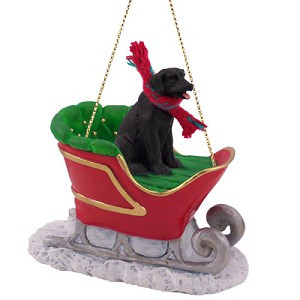 Black Labrador Retriever Dog in Sleigh Christmas Ornament