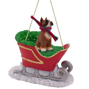 Brown Boxer Dog in Sleigh Christmas Tree Ornament – Conversation Concepts