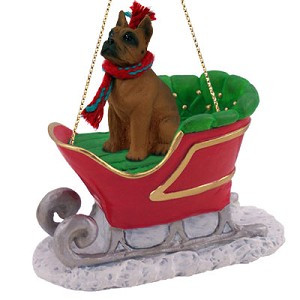 Tawny Boxer Dog in Sleigh Christmas Tree Ornament – Conversation Concepts