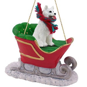 White Samoyed Dog in Sleigh Christmas Tree Ornament – Conversation Concepts