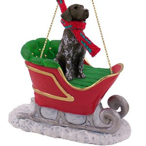 German Shorthaired Pointer Dog in Sleigh Christmas Ornament