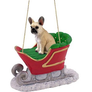 Fawn French Bulldog in Sleigh Christmas Tree Ornament – Conversation Concepts