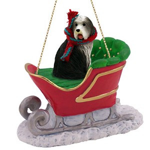 Bearded Collie Dog in Sleigh Christmas Tree Ornament – Conversation Concepts
