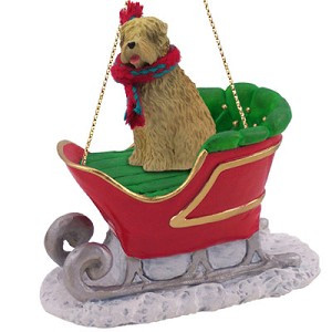 Soft Coated Wheaten Terrier Dog in Sleigh Christmas Ornament