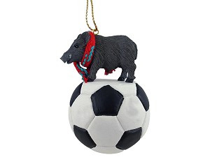 Razorback Hog on Soccer Ball Christmas Ornament – Hand-Painted Stone Resin