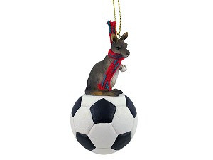 Kangaroo on Soccer Ball Christmas Ornament – Hand-Painted Stone Resin