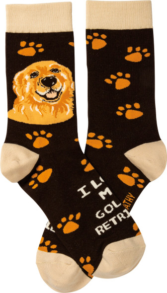Dog Lover I Love My Golden Retriever Colorfully Printed Cotton Socks from Primitives by Kathy